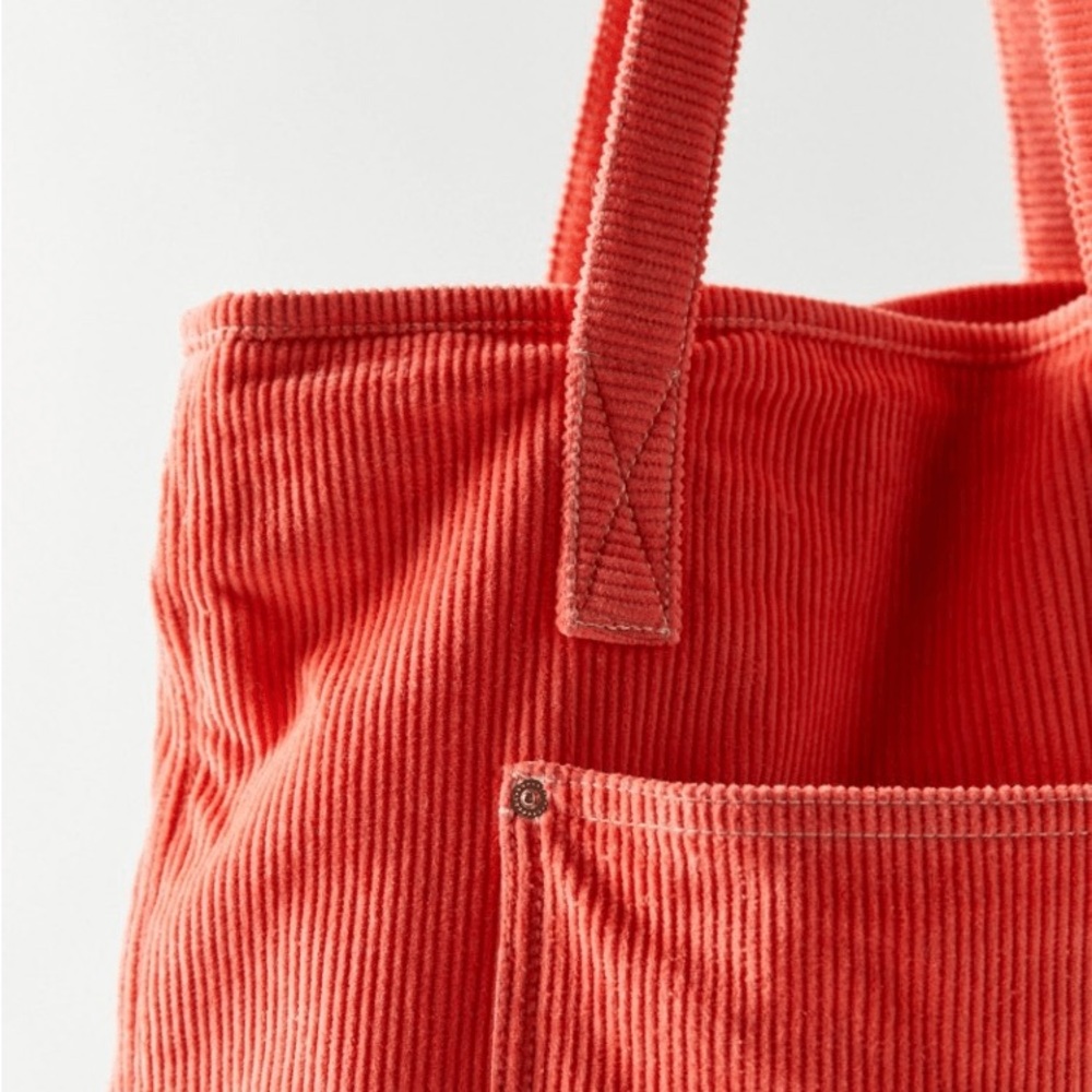 Urban Outfitters Vibrant Coral Corduroy Tote❤️ NWOT - Picture 3 of 7